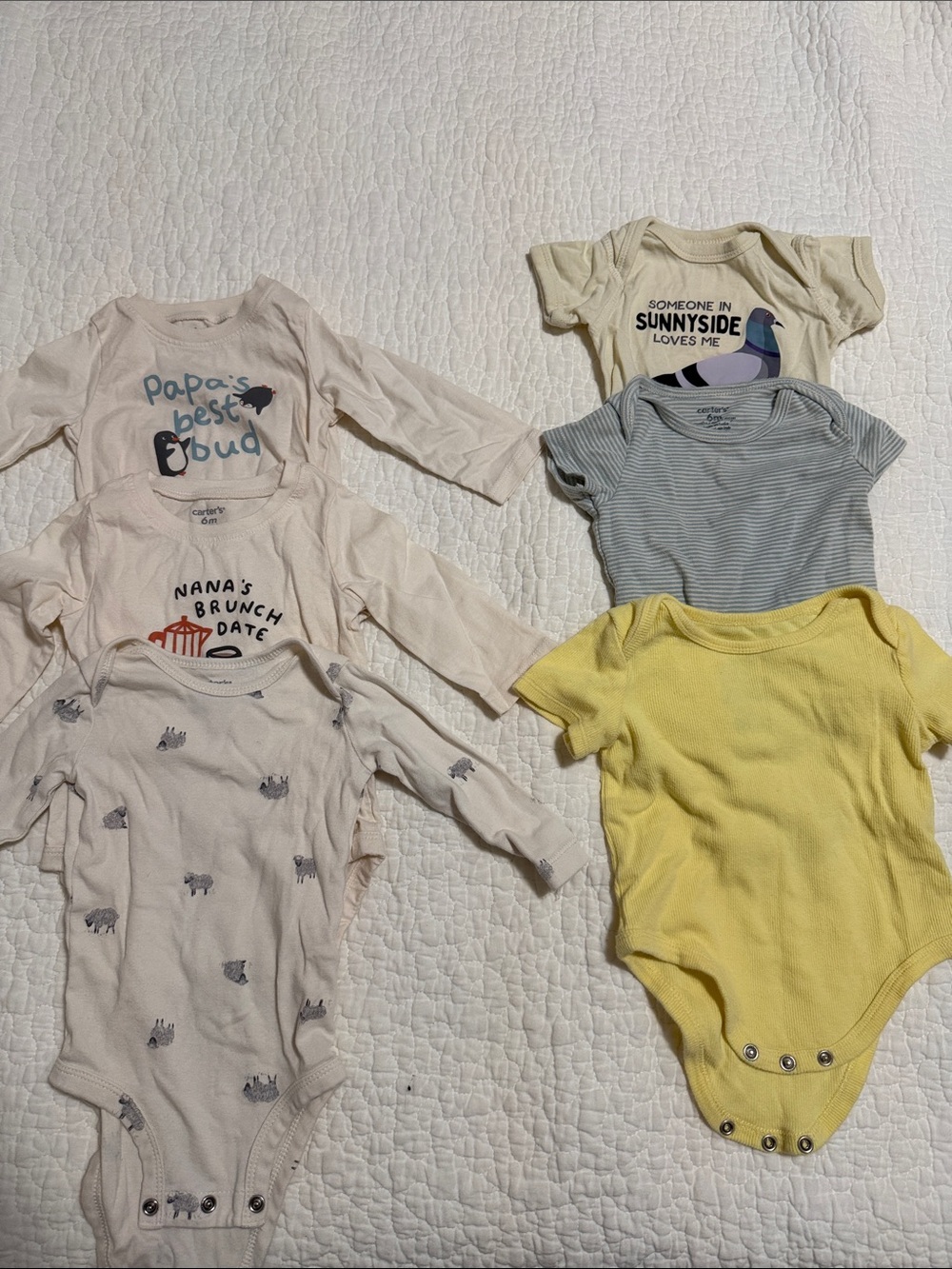 Mixed brands 6 packs Short-Sleeve and long sleeve 6 month Baby Bodysuits